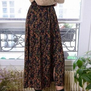 NWT Floral Black Midi Skirt